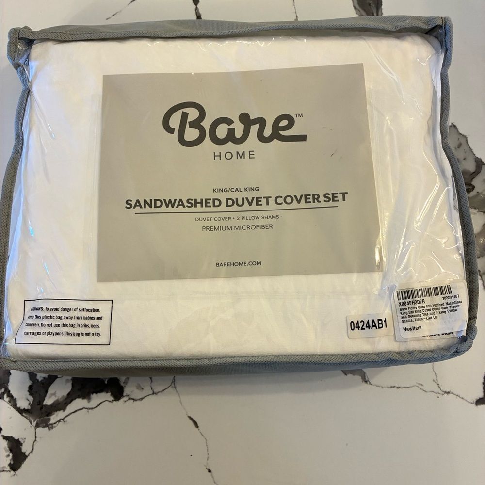 Bare Home Sandwashed Duvet Cover Set - White